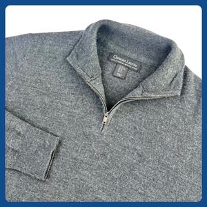 Christian Lacroix 1/4 Zip Sweater Men's XL Gray 100% Extra Fine Wool Mock Neck